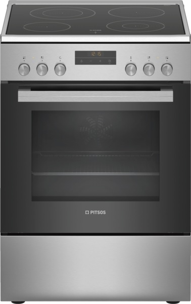 Pitsos PHN039350 κουζίνα με κεραμική εστία inox 7 τρόποι λειτουργίας 66 lt 6 εστιών Εν. κλάση: A