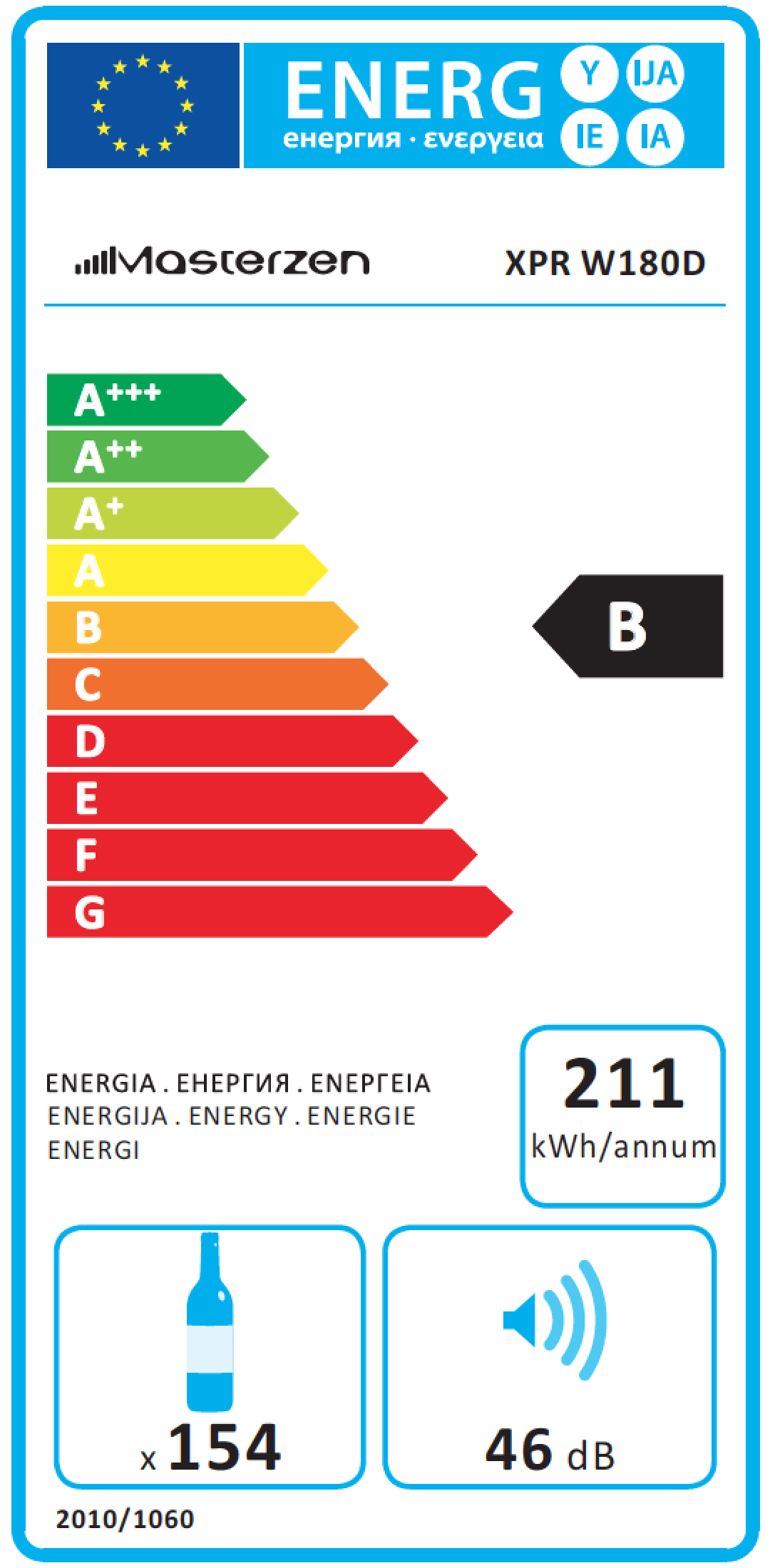 MASTERZEN XPR W180D Ελεύθερος / Εντοιχιζόμενος Διζωνικός Συντηρητής Κρασιών - Image 3