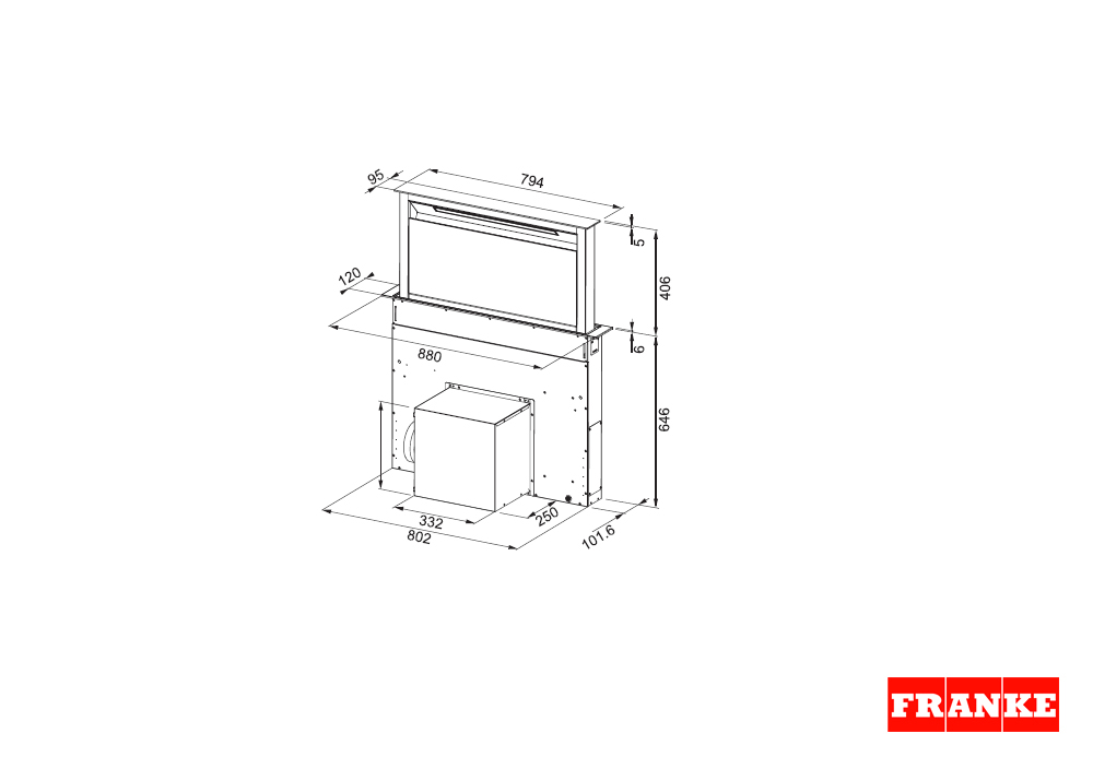 Απορροφητήρας Franke Dawndraft 88 Μαύρο Κρύσταλλο Inox 3101100620 - Image 3