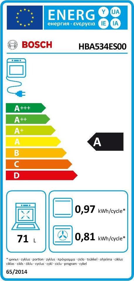 BOSCH HBA534ES0 Φούρνος Εντοιχιζόμενος Άνω Πάγκου 71lt - Image 4