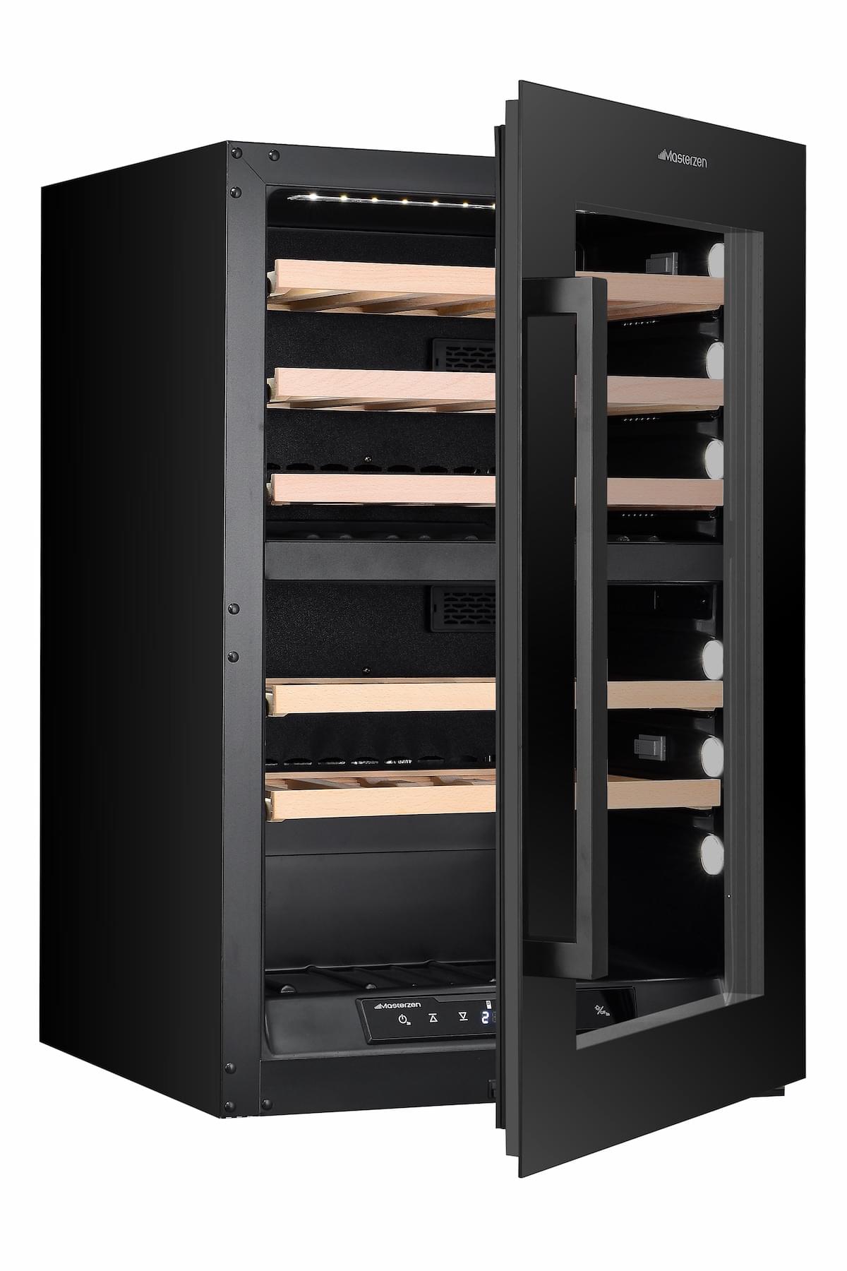 MASTERZEN XPR W48DT Πλήρως Εντοιχιζόμενος Διζωνικός Συντηρητής Κρασιών 42 Φιαλών Aνω του Πάγκου | Μαύρη Πόρτα