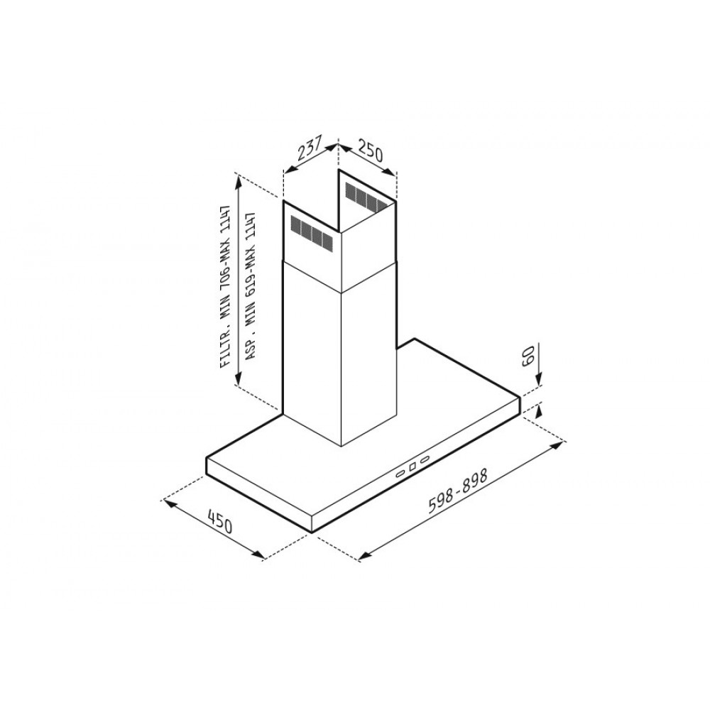 Pyramis Απορροφητήρας Τζάκι Agilo (065036401) Inox 90cm - Image 2