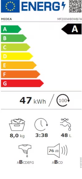 Midea MF200W80WB/W-GR Πλυντήριο ρούχων slim 8kg Health Guard με WiFi MF200W80WB/W-GR - Image 5