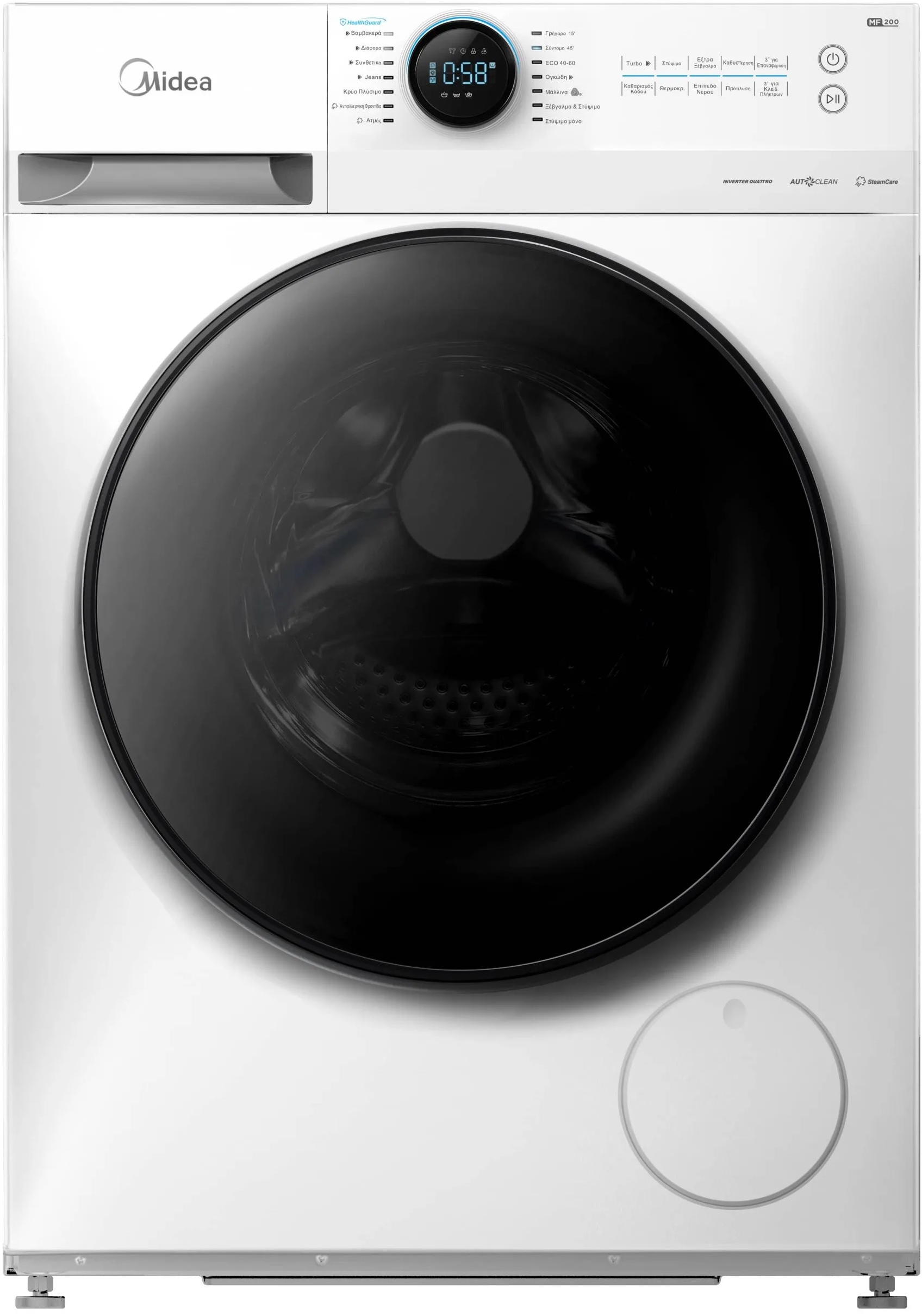 Midea MF200W80WB/W-GR Πλυντήριο ρούχων slim 8kg Health Guard με WiFi MF200W80WB/W-GR