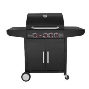 Thermogatz GS GRILL LUX 3+1 Ψησταριά Υγραερίου Μαντεμένιας Σχάρας 60x42εκ. με 3 Εστίες 9kW και Πλαϊνό Μάτι, Mαύρη (03.313.205)