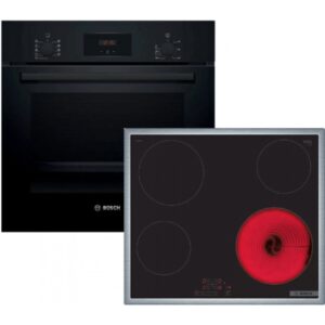 Bosch HBF134EB2 + PKE645BB2E Σετ Εντοιχισμού 66lt με Κεραμικές Εστίες Μαύρο