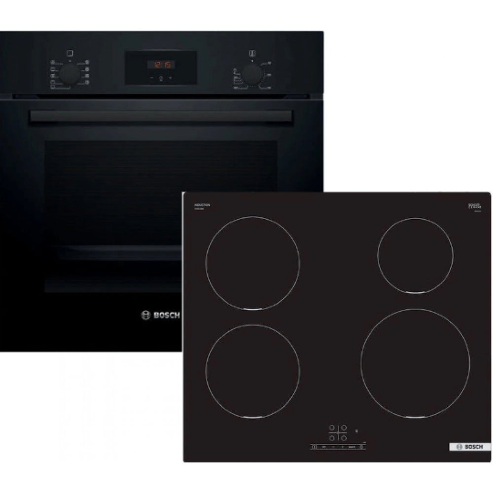 Bosch HBF134EB2 + PUE611BB5E Σετ Εντοιχισμού 66lt με Επαγωγικές Εστίες Μαύρο
