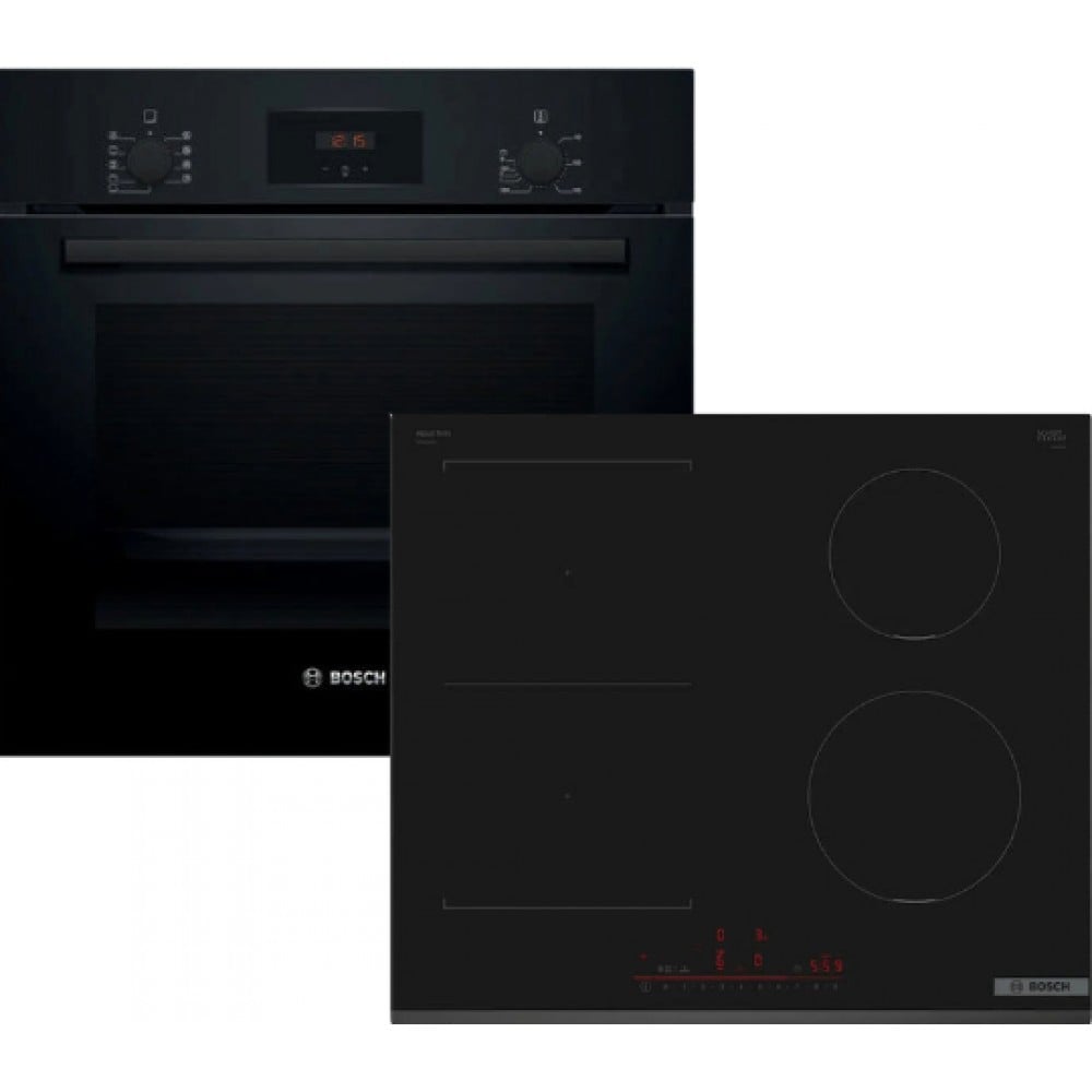 Bosch HBF134EB2 + PVS631HB1E Σετ Εντοιχισμού 66lt με Επαγωγικές Εστίες Μαύρο