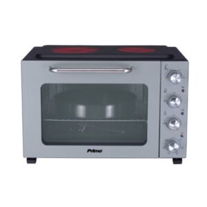 Primo PREO-40387NS Φουρνάκι Με 2 Κεραμικές Εστίες 50L Με Αέρα & Υάλινη Πρόσοψη Γκρι/Μαύρο